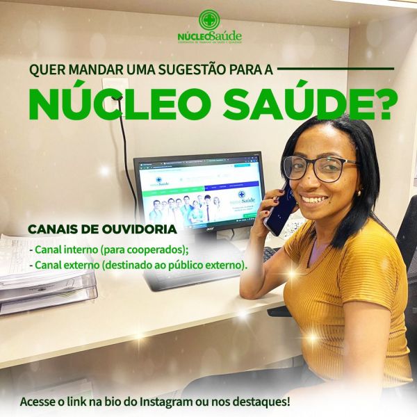 Canais de ouvidoria da Cooperativa Núcleo Saúde